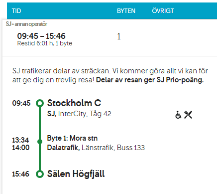Smidig resa från Stockholm till Sälen med tåg och buss - restid bara 6 timmar